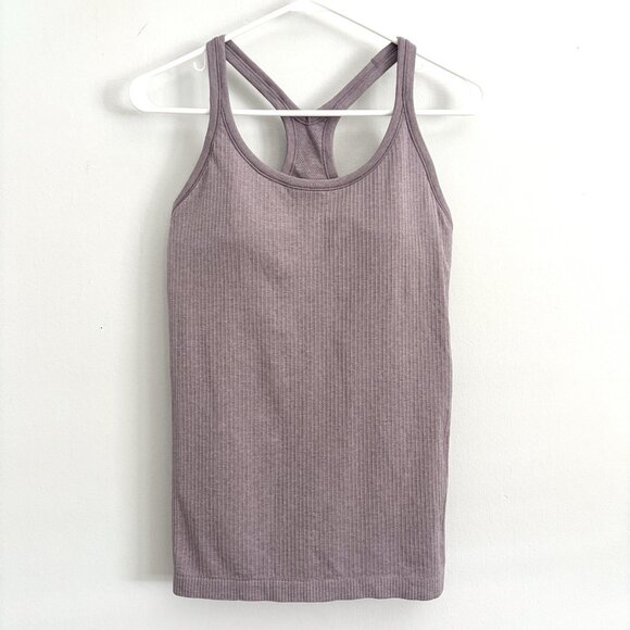Lululemon Ebb To Street Purple Ash Racerback Tank Top Ribbed Shelf Bra Size 10 - Picture 1 of 6